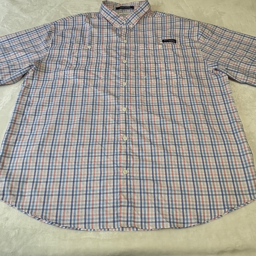 Columbia PFG Super Tamiami Shirt Mens Size XXL Vented Multicolor Plaid